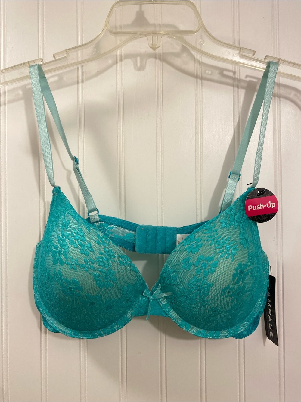 teal/turquoise lace push up bra